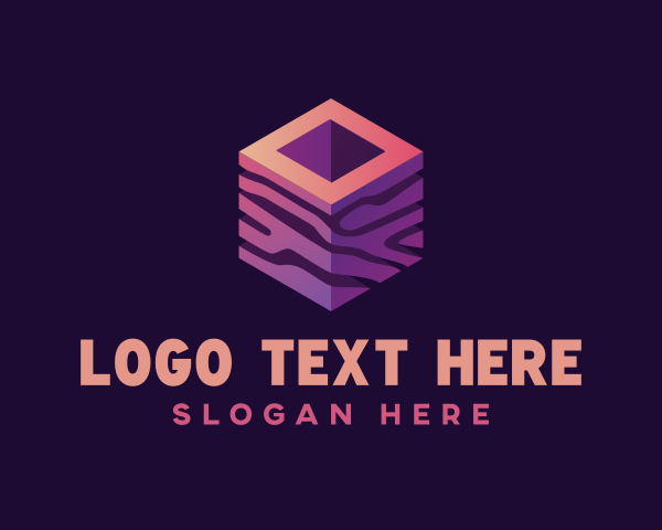 3D Gradient Tech Cube